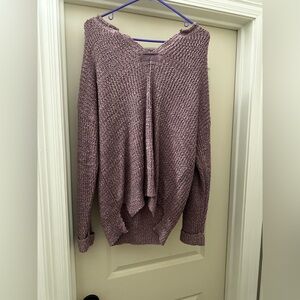 Pink Lily Mauve V-Neck Sweater